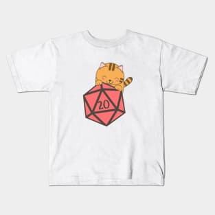 Kawaii Kitten with Polyhedral D20 Dice Kids T-Shirt